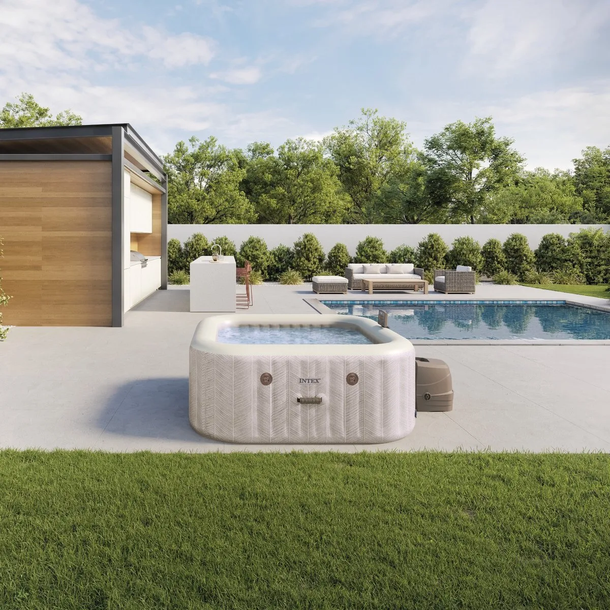 Intex 4-Person Chevron Deluxe Square Bubble Spa Set 28446NP - 140 Jets - afbeelding 6 van 6