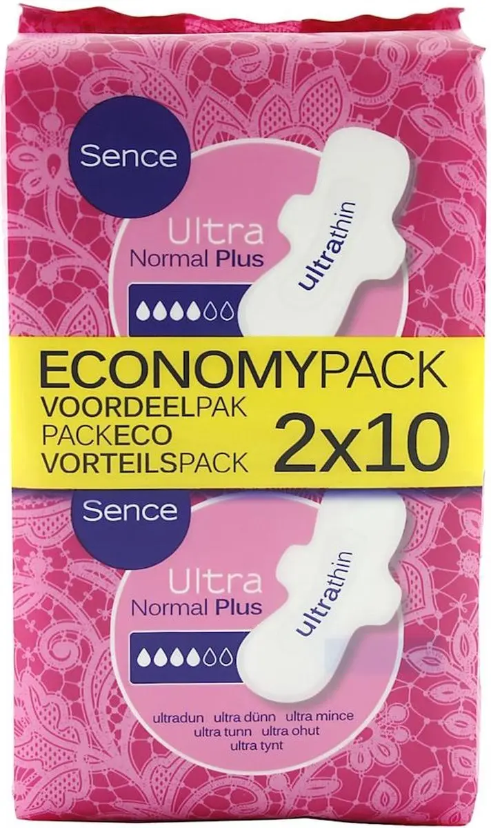 Sence Maandverband Normal - 480 Stuks (24x20) - Roze/Wit
