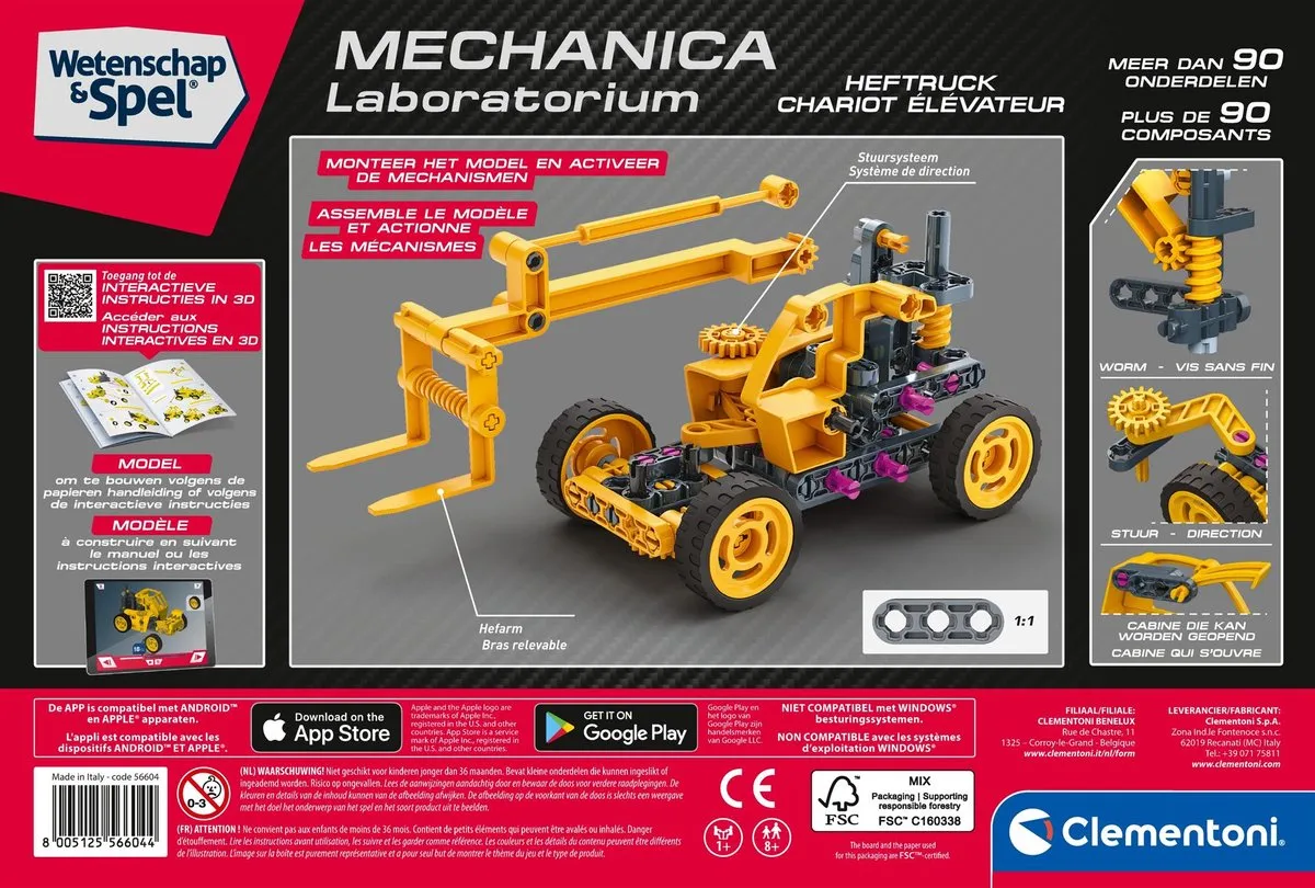 Clementoni Mechanica Vorkheftruck 2-delig - Geel