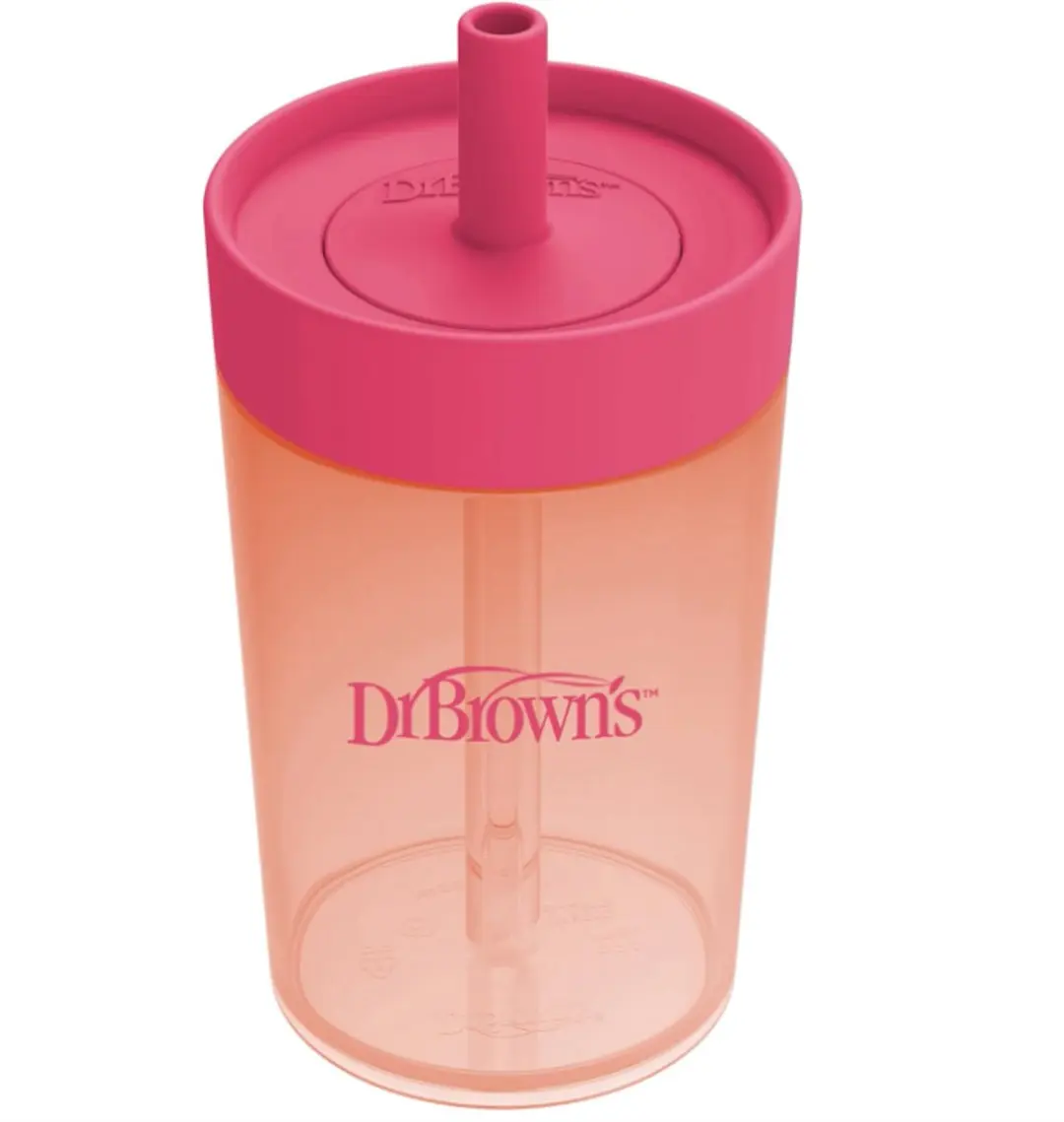 Dr. Brown's Milestones Rietjesbeker & Oefenbeker Set 300ml - 2 Stuks - Coral
