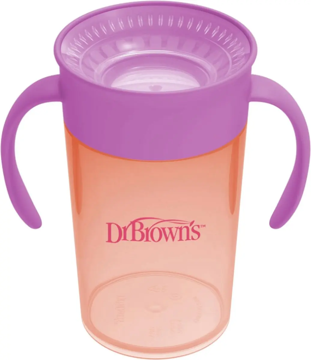Dr. Brown's Milestones Rietjesbeker & Oefenbeker Set 300ml - 2 Stuks - Coral
