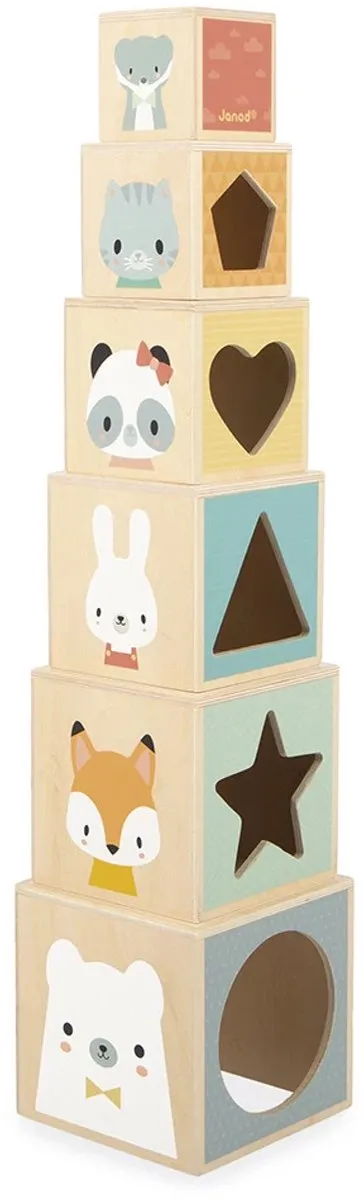 Janod Pure Houten Stapeltoren 6 Kubussen