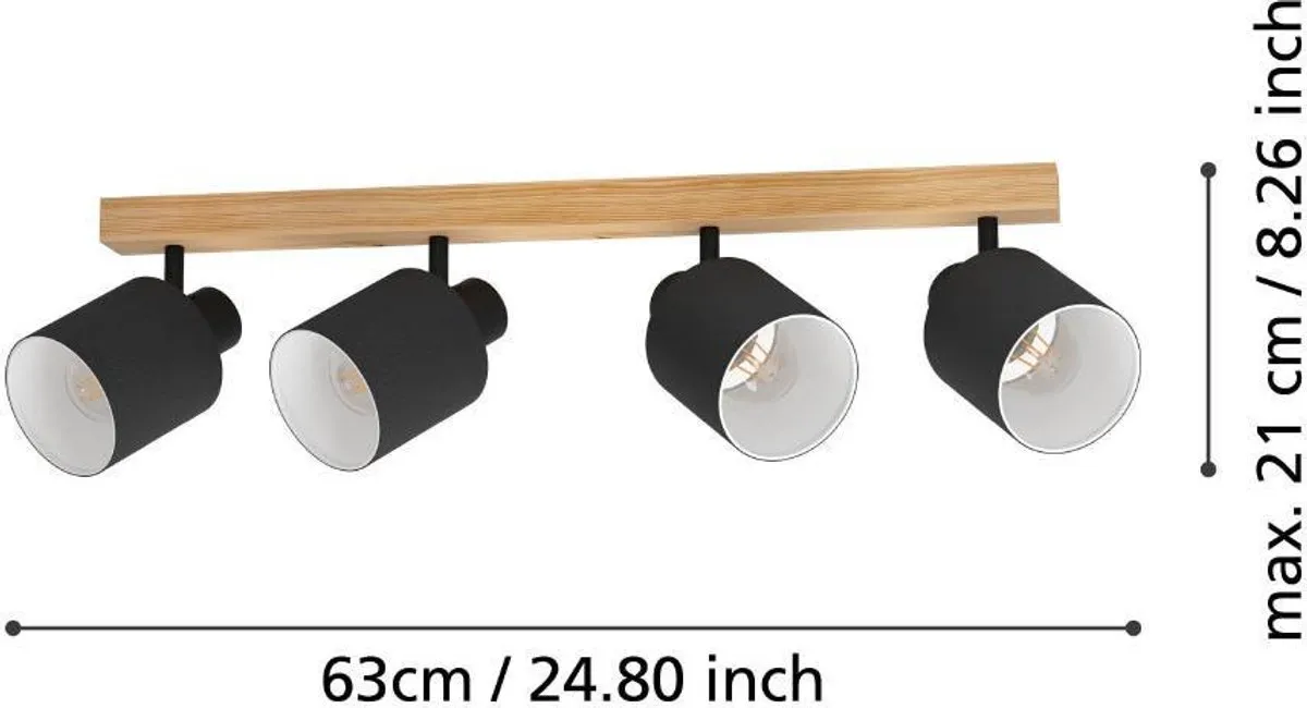 Eglo Batallas Opbouwspot E27 - 63cm - Zwart/Bruin - afbeelding 6 van 6