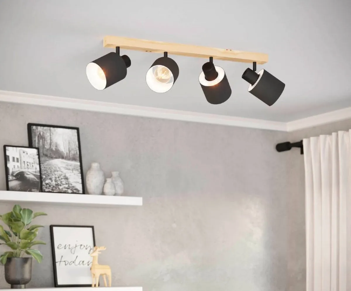 Eglo Batallas Opbouwspot E27 - 63cm - Zwart/Bruin