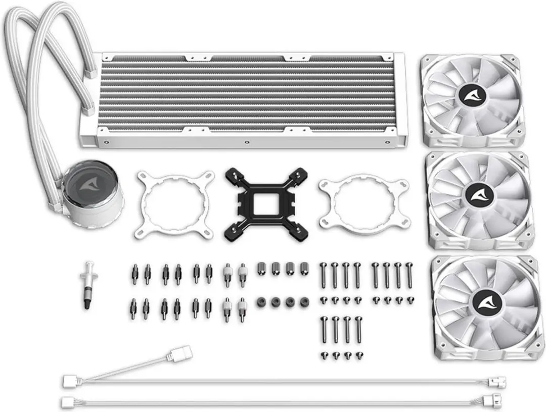 Sharkoon S90 RGB AIO Koelsysteem 360mm - 3x RGB Ventilatoren - Wit