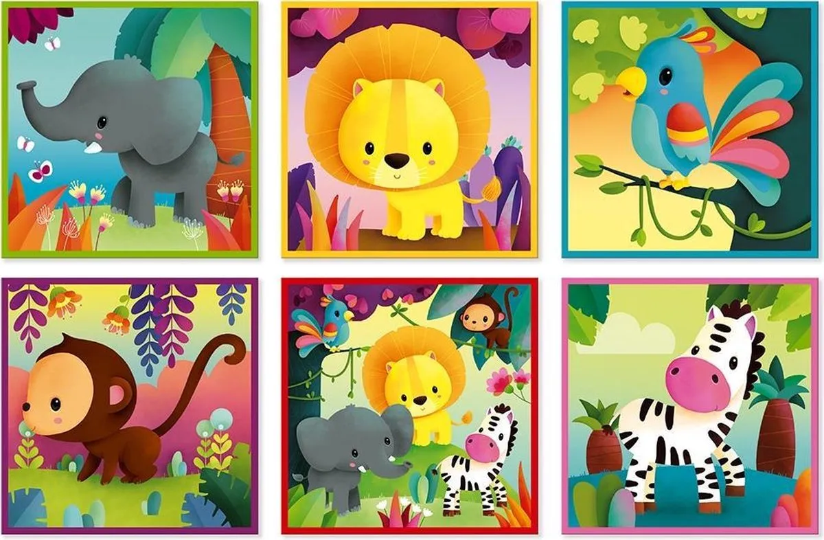 Janod Kubkid Jungledieren Bouwspel & Puzzel 9-delig - 2+ jaar