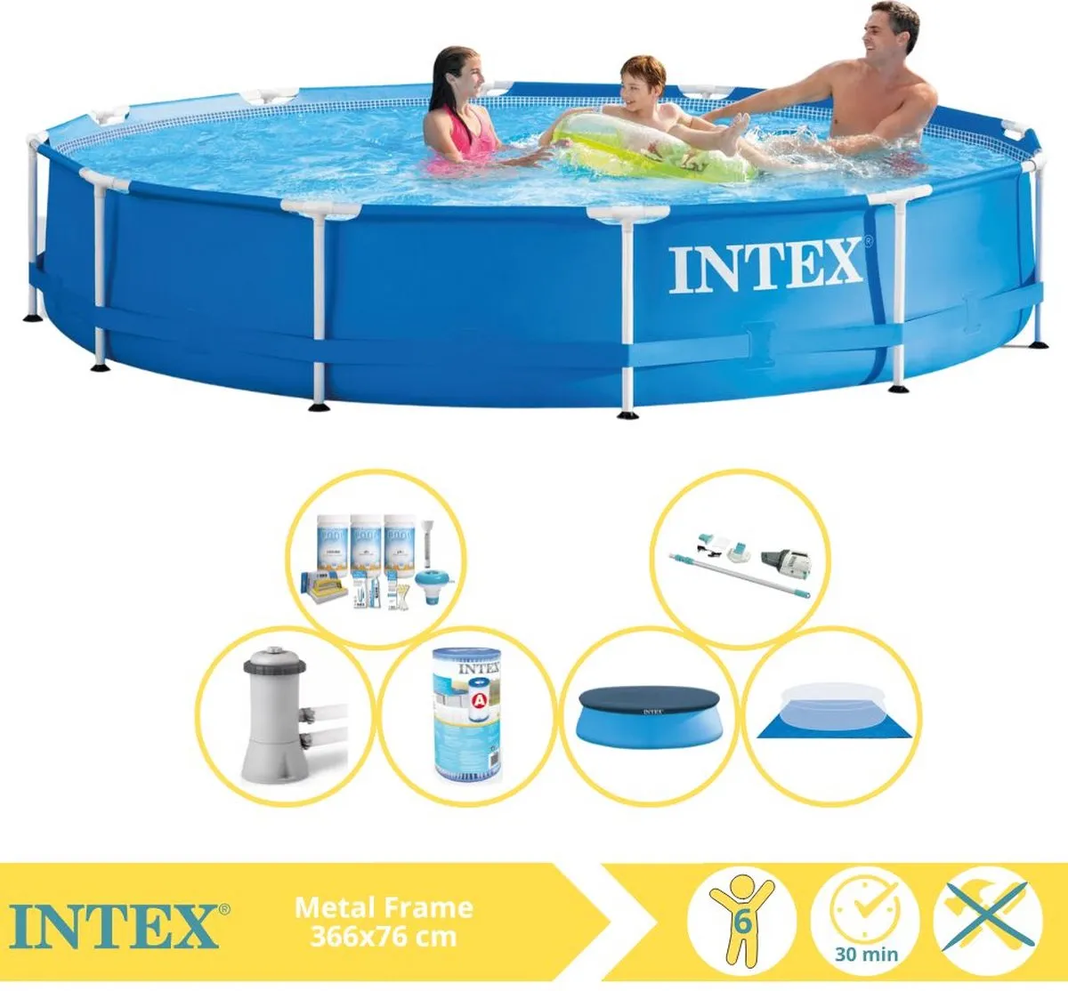 Intex Metal Frame Zwembad 366x76cm - 6503L - Blauw - 28210NP