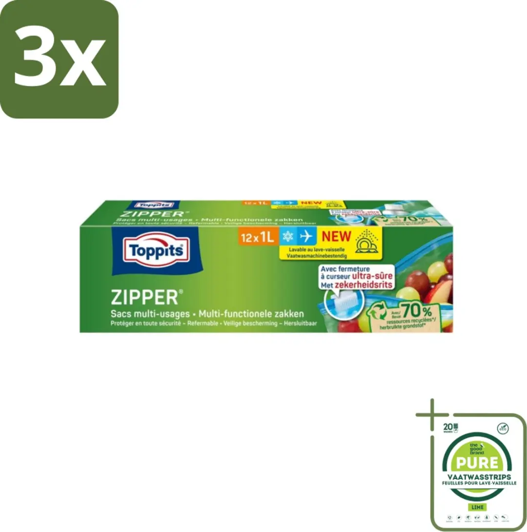 Toppits Zipper Multifunctionele Zakken 1L