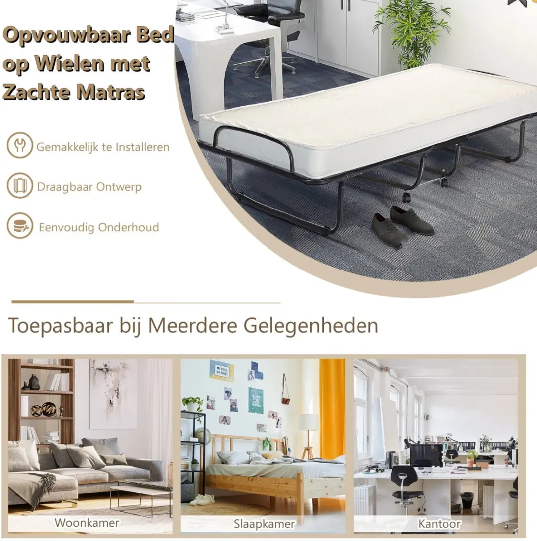 Songmics Nachtkastje 3 Lades Oplaadstation - Wit/Zwart