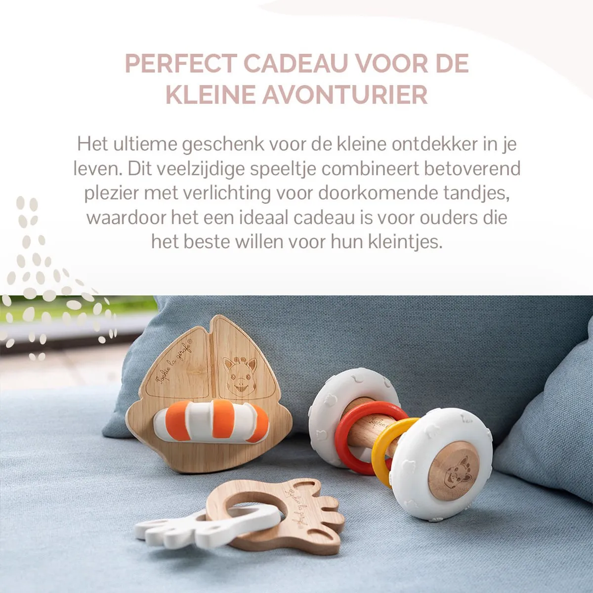 Sophie de Giraf So'Pure Badbootje 220203 - Natuurlijk rubber & hout - 11,5x11x8cm