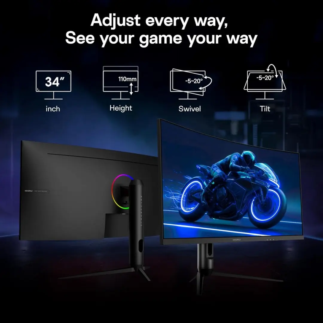 Koorui G3441XC Gebogen Gaming Monitor 34" - WQHD 240Hz - Zwart