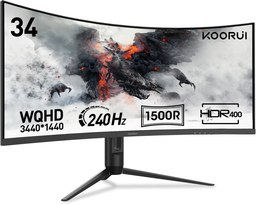 Koorui G3441XC Gebogen Gaming Monitor 34" - WQHD 240Hz - Zwart