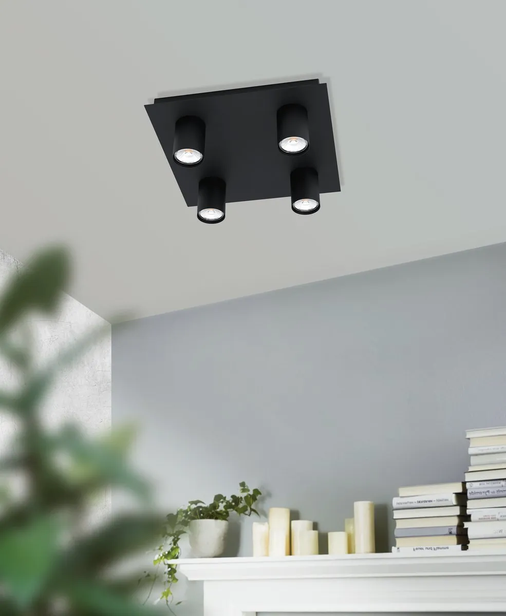 Eglo Valcasotto Plafondlamp GU10 - 4 Lichtpunten - Zwart