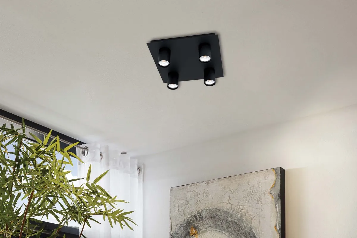 Eglo Valcasotto Plafondlamp GU10 - 4 Lichtpunten - Zwart - afbeelding 6 van 6