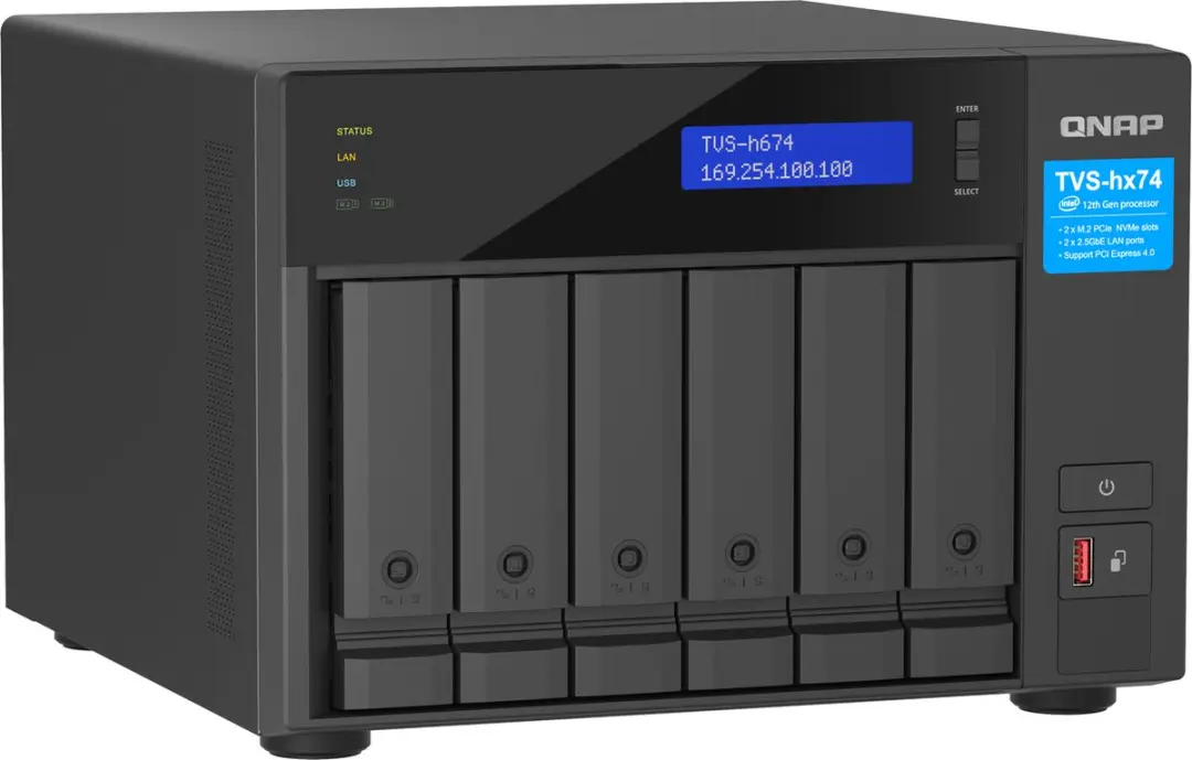 QNAP TVS-H674 NAS Tower - i5-12400 6Kernen - 6x HDD - Zwart