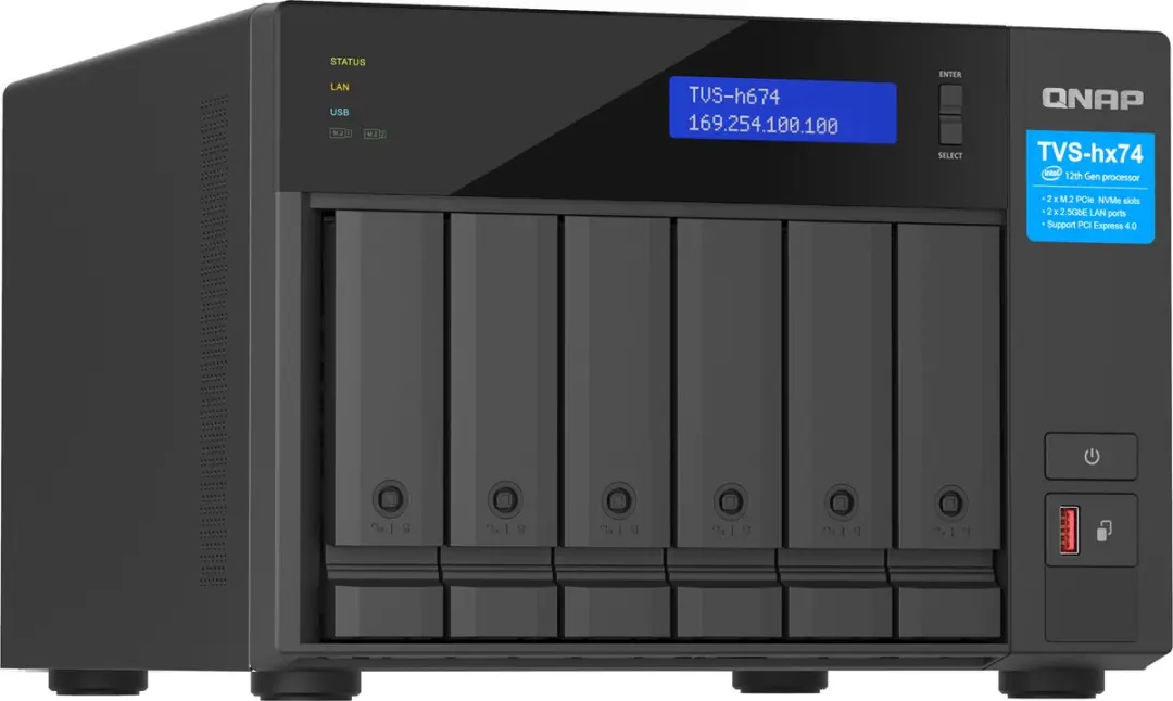 QNAP TVS-H674 NAS Tower - i5-12400 6Kernen - 6x HDD - Zwart