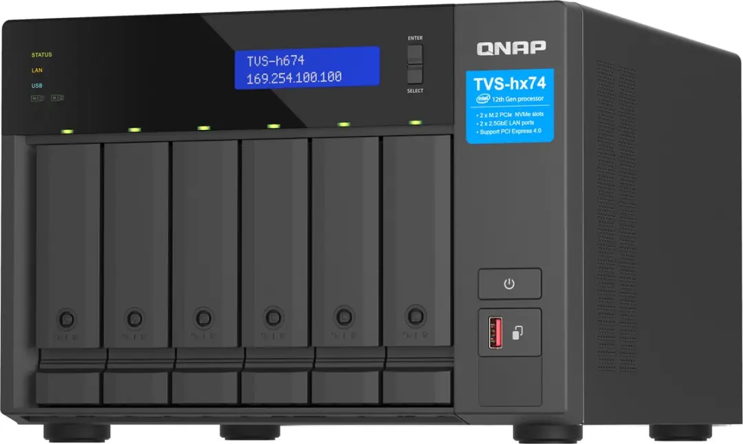 QNAP TVS-H674 NAS Tower - i5-12400 6Kernen - 6x HDD - Zwart