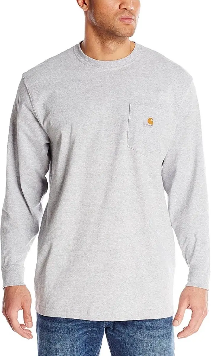 Carhartt K126 Heavyweight T-Shirt Heren - L - Heather Grey - afbeelding 6 van 6