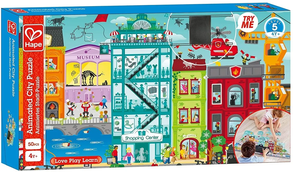 Hape Animiertes Stadt Puzzle 50 Stuks - Veelkleurig