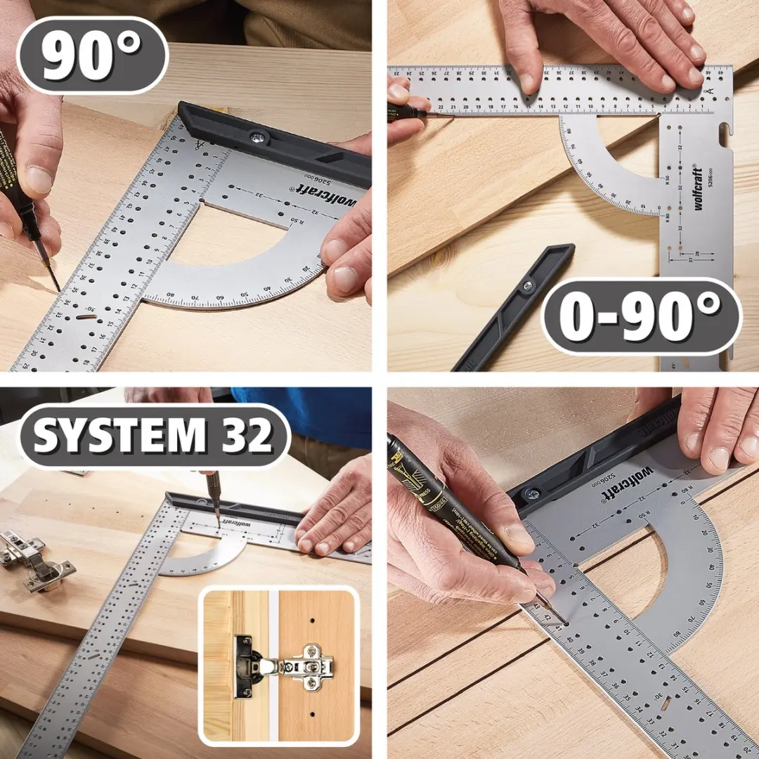 Wolfcraft Universele Verstekhaken Set 300mm & 500mm - Grijs