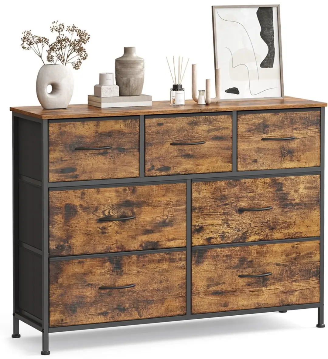Songmics Commode 7 Lades - MDF & Staal - Bruin