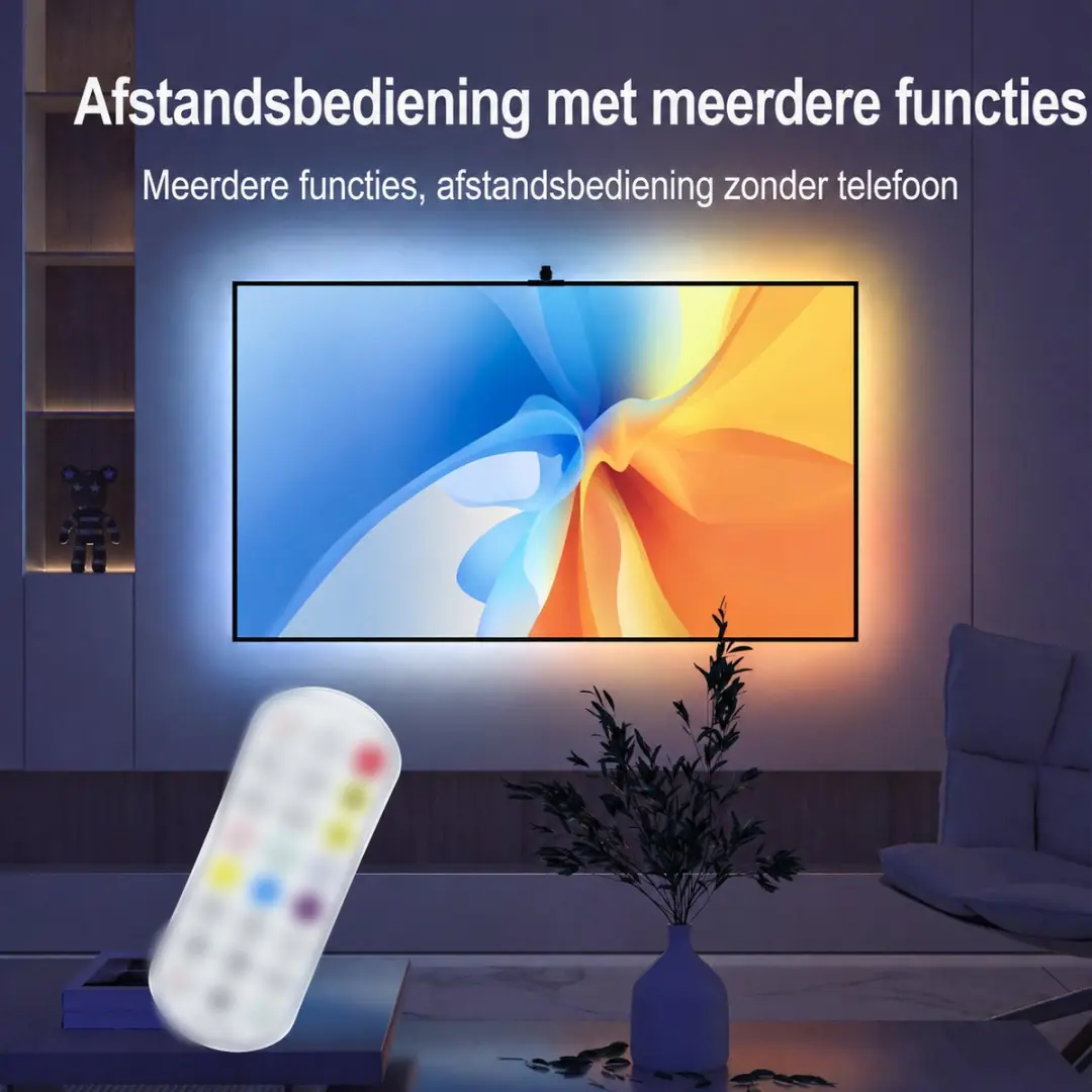 ECTEATOY TV Backlight RGB 5m - 70-85 inch - App & Afstandsbediening - Zwart