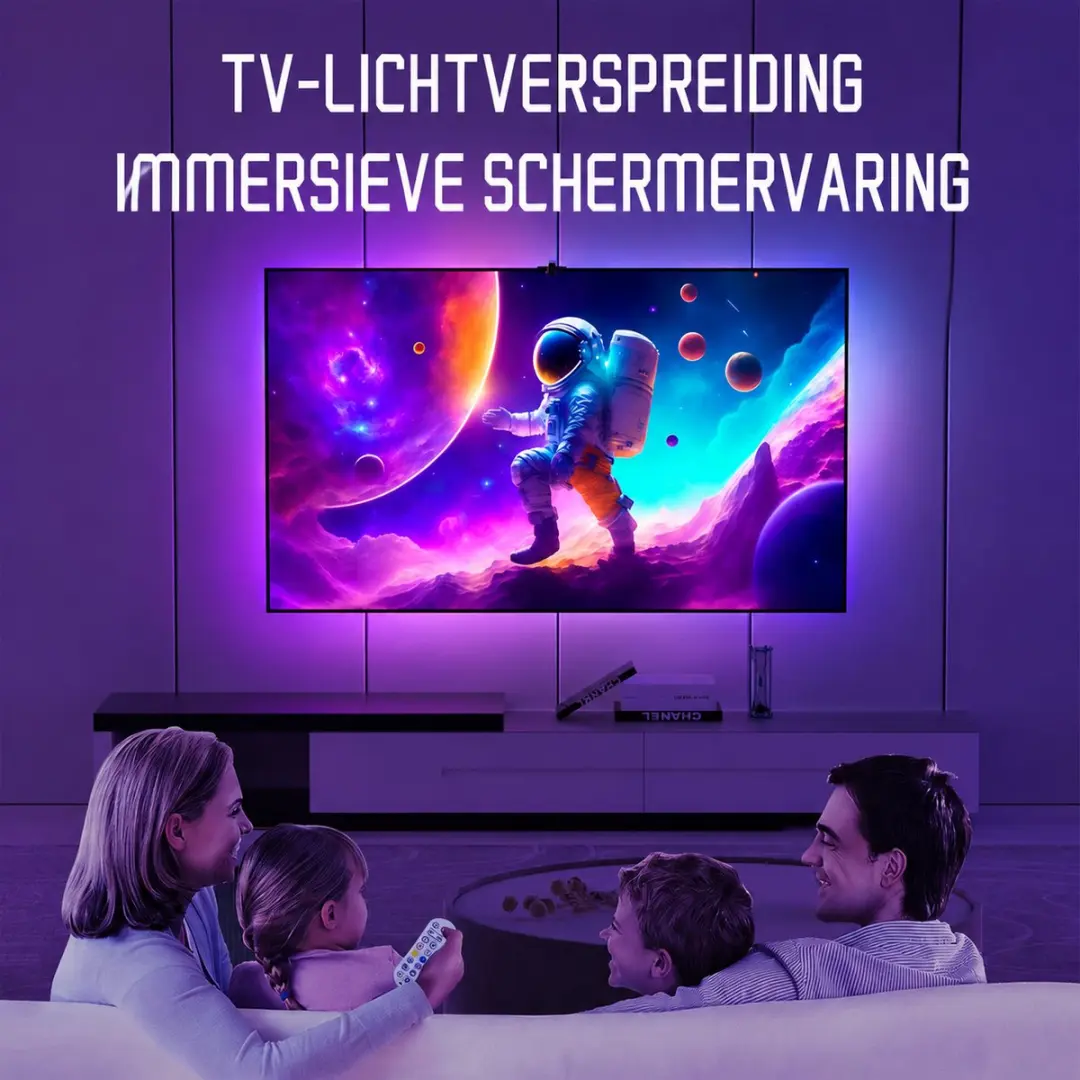 ECTEATOY TV Backlight RGB 5m - 70-85 inch - App & Afstandsbediening - Zwart