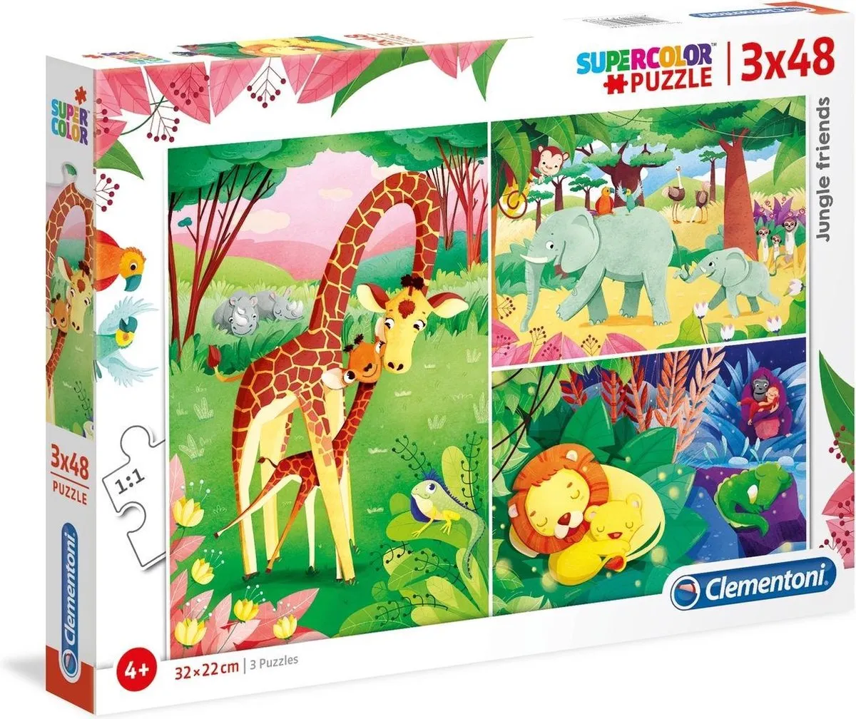 Clementoni Jungle Friends Legpuzzel 48 Stuks - 3 Stuks - afbeelding 4 van 5