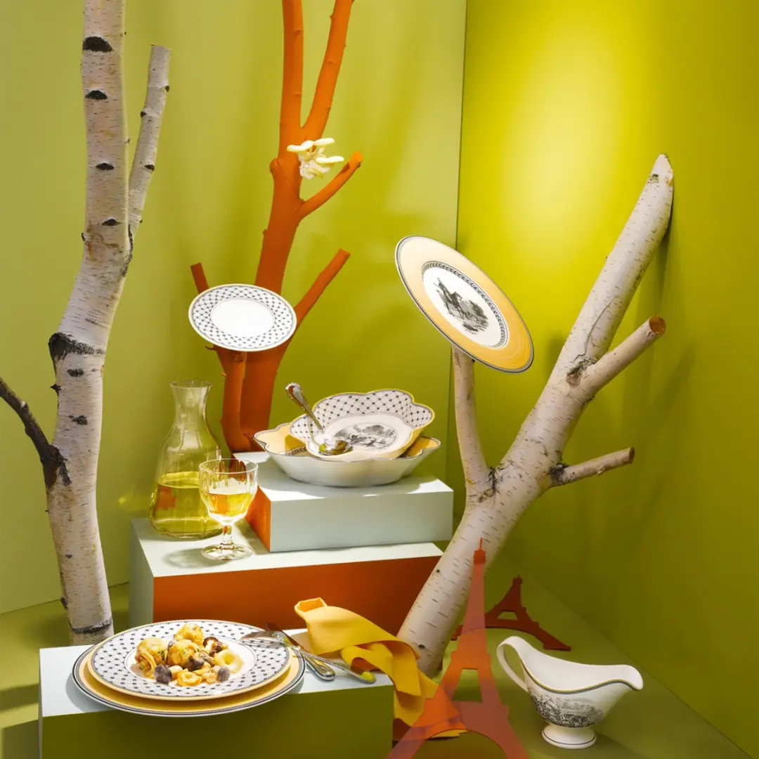 Villeroy & Boch Audun Promenade Frühstücksteller - 21,6 cm - Wit-Grijs-Geel