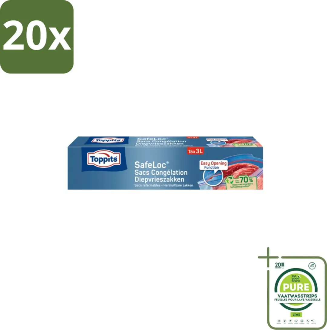 Toppits Safeloc Zip Diepvrieszakken 3L
