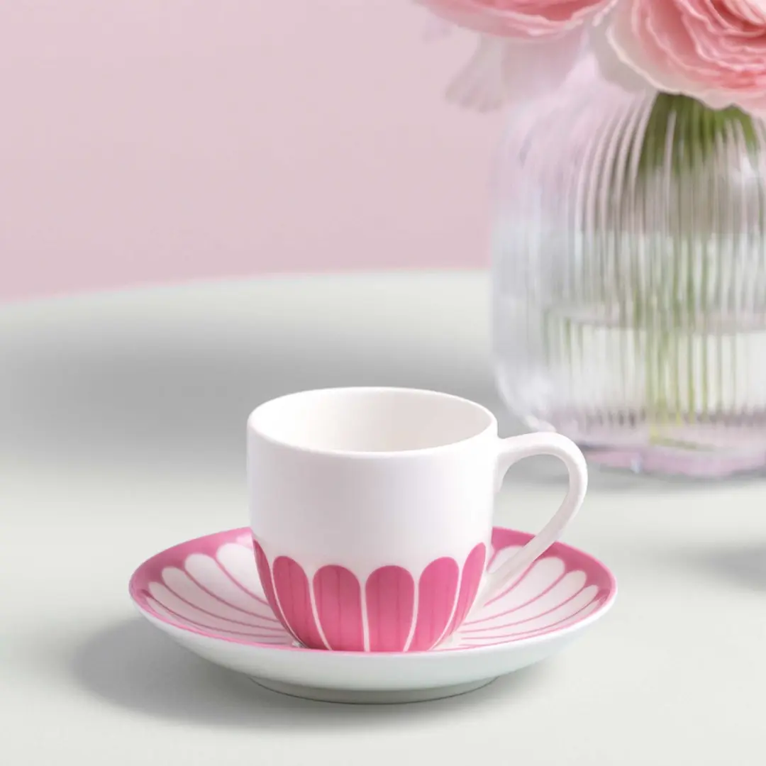 Villeroy & Boch Fleur Couleur Espressoset 70ml - 6 Stuks - Roze