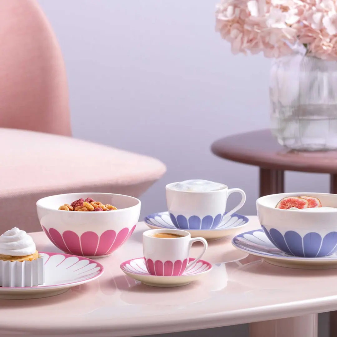Villeroy & Boch Fleur Couleur Espressoset 70ml - 6 Stuks - Roze
