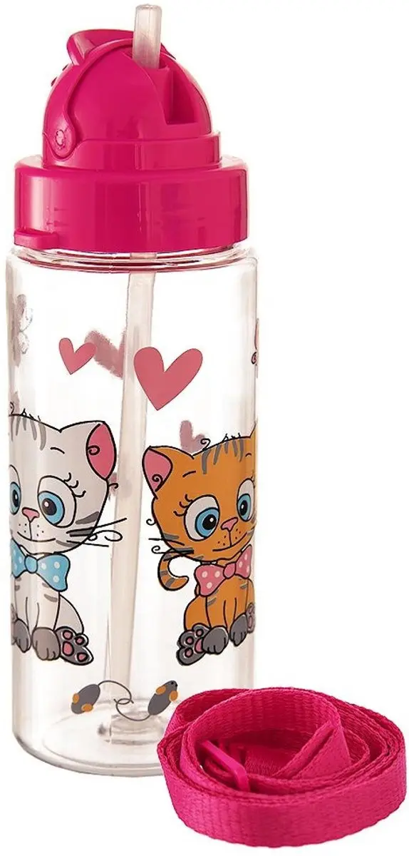 Orion Kinder Drinkfles met Rietje 490ml - Katten Design - Multicolor