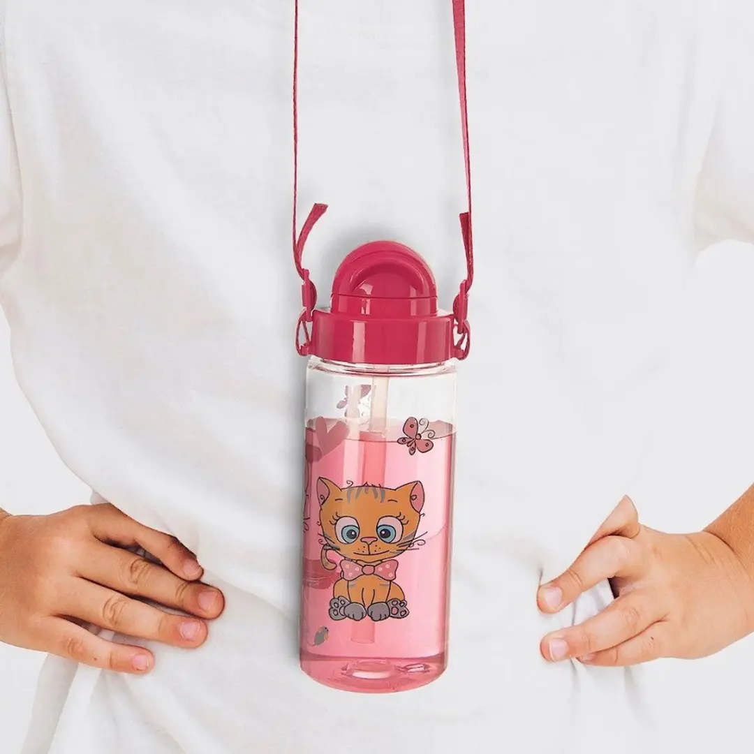 Orion Kinder Drinkfles met Rietje 490ml - Katten Design - Multicolor