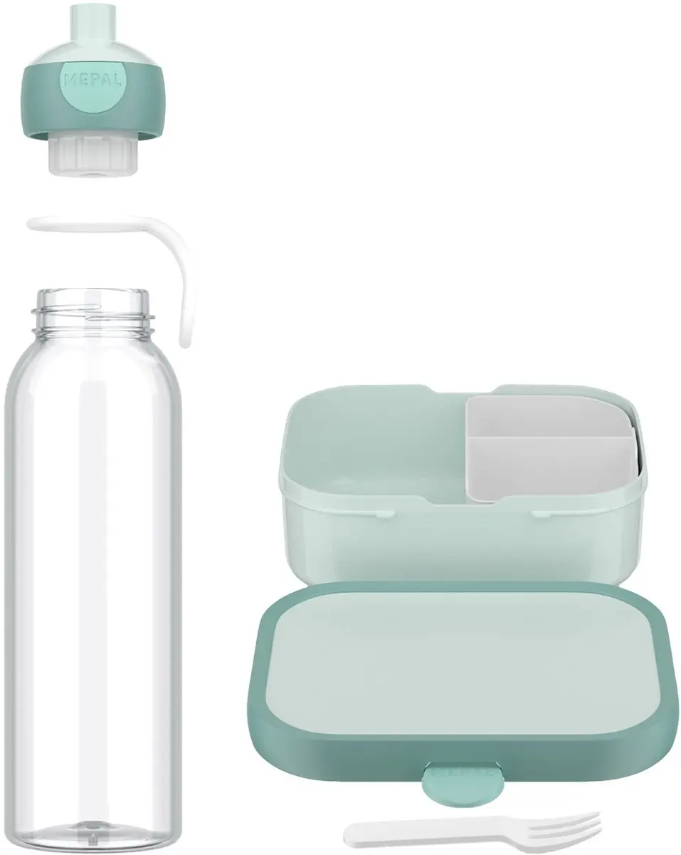 Mepal Pausenset Campus 2025 - 2x 0.75L - Boterhammenbox & Waterfles - Cool Mint