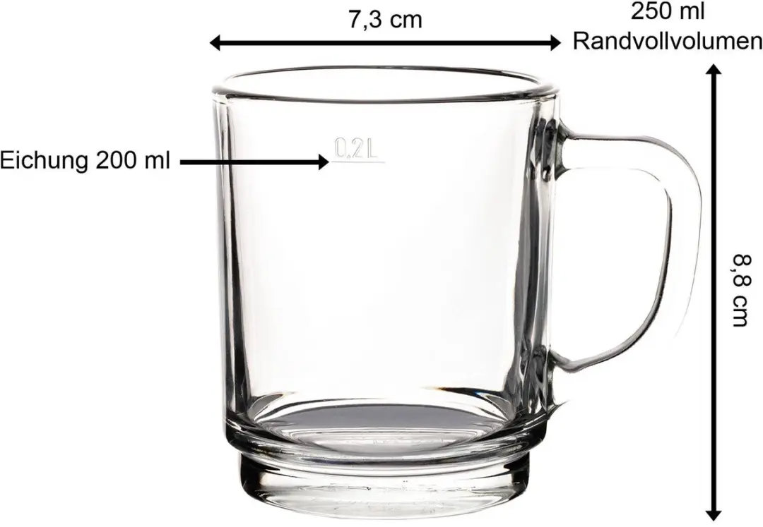 Pasabahce Glastassen Kaffeegläser Set 0,2L - 12 Stuks