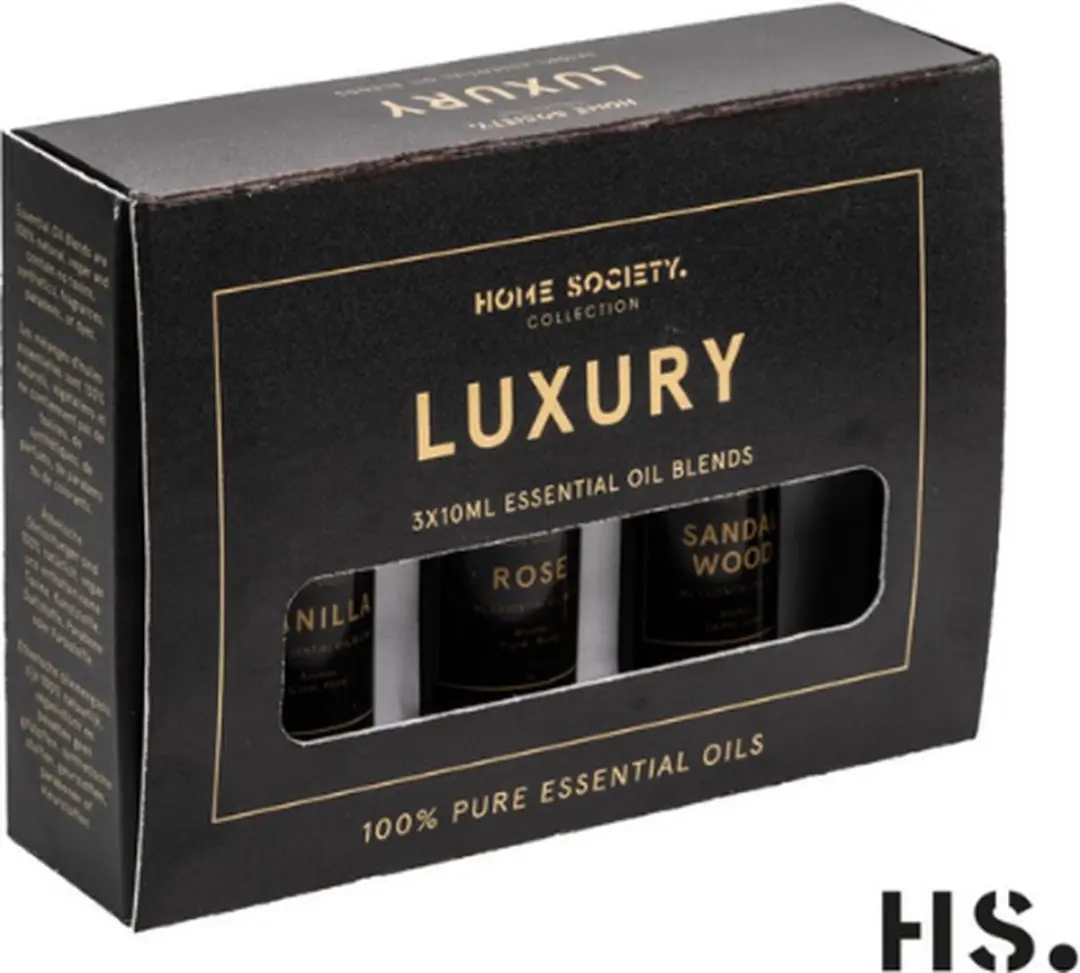 Home Society Luxe Geurolie Set 3x10ml - Sandelhout, Roos, Vanille