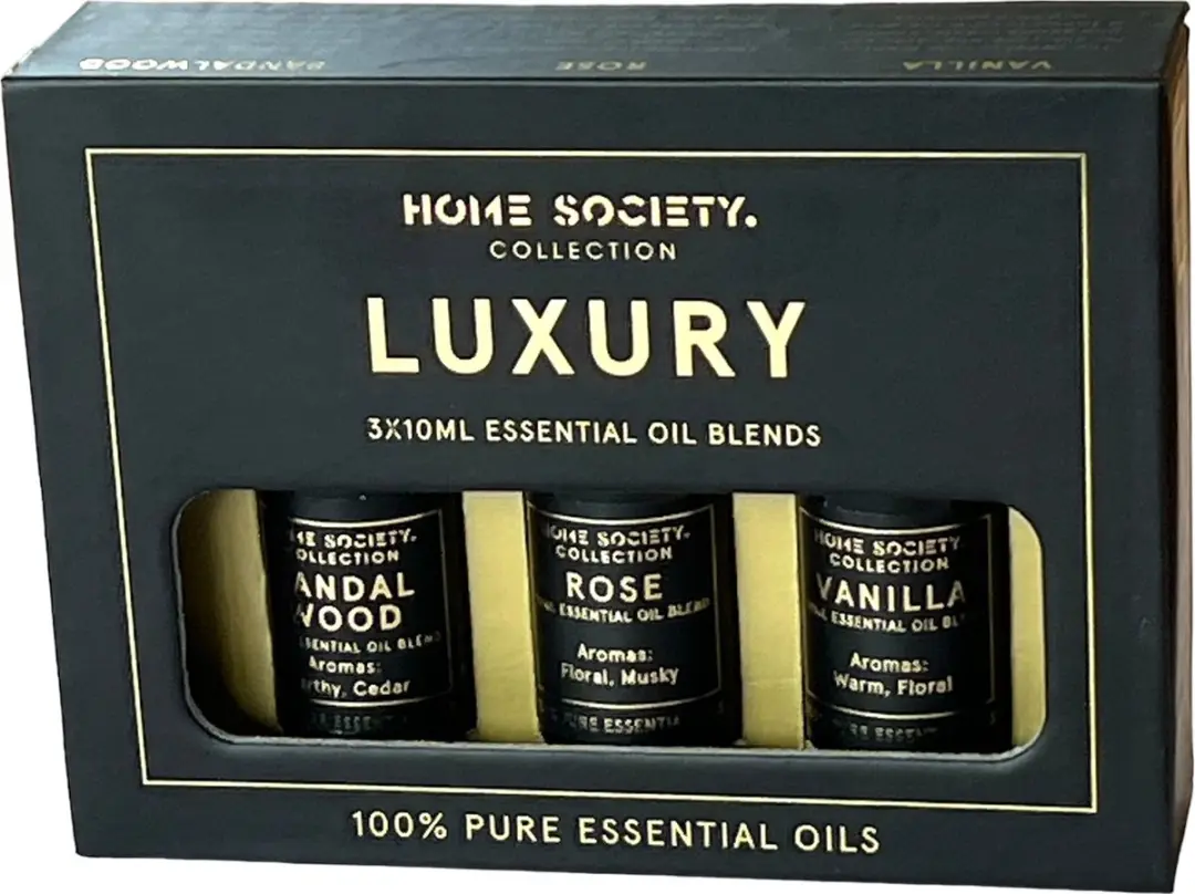 Home Society Luxe Geurolie Set 3x10ml - Sandelhout, Roos, Vanille