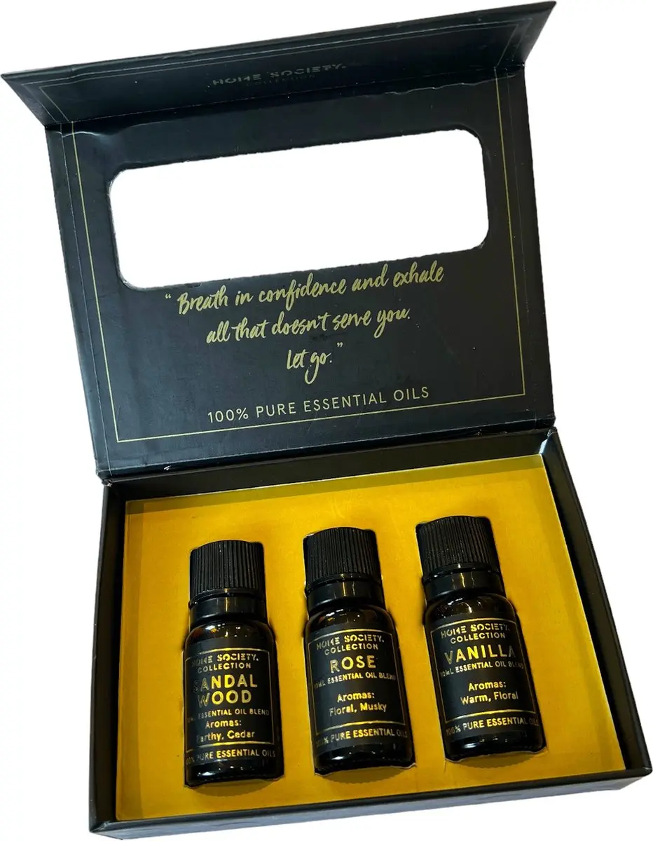 Home Society Luxe Geurolie Set 3x10ml - Sandelhout, Roos, Vanille