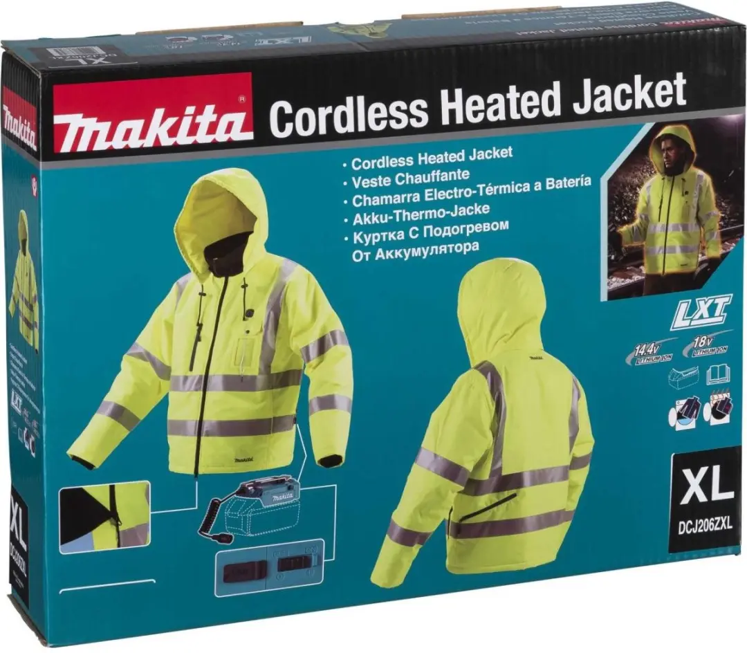 Makita DCJ206ZXL Accu Verwarmde Jas - XL - Geel