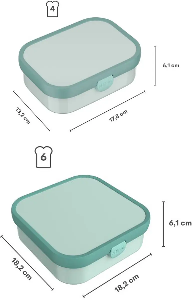 Mepal Campus Brotdosenset 2x 0,75L - Cool Mint
