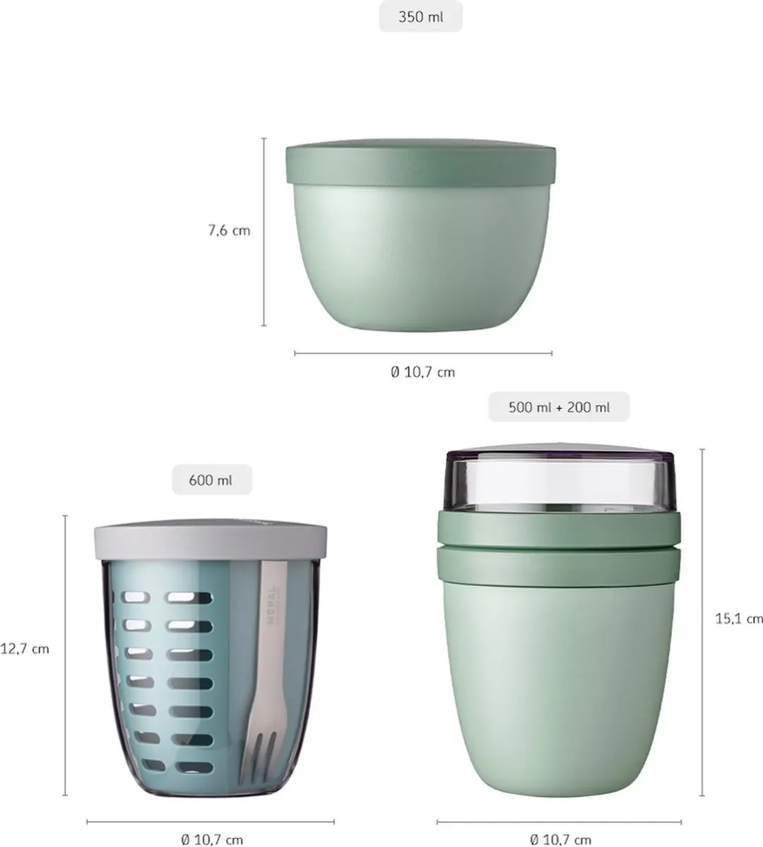 Mepal Ellipse Lunchset 3-delig - 1.65L - Nordic Black