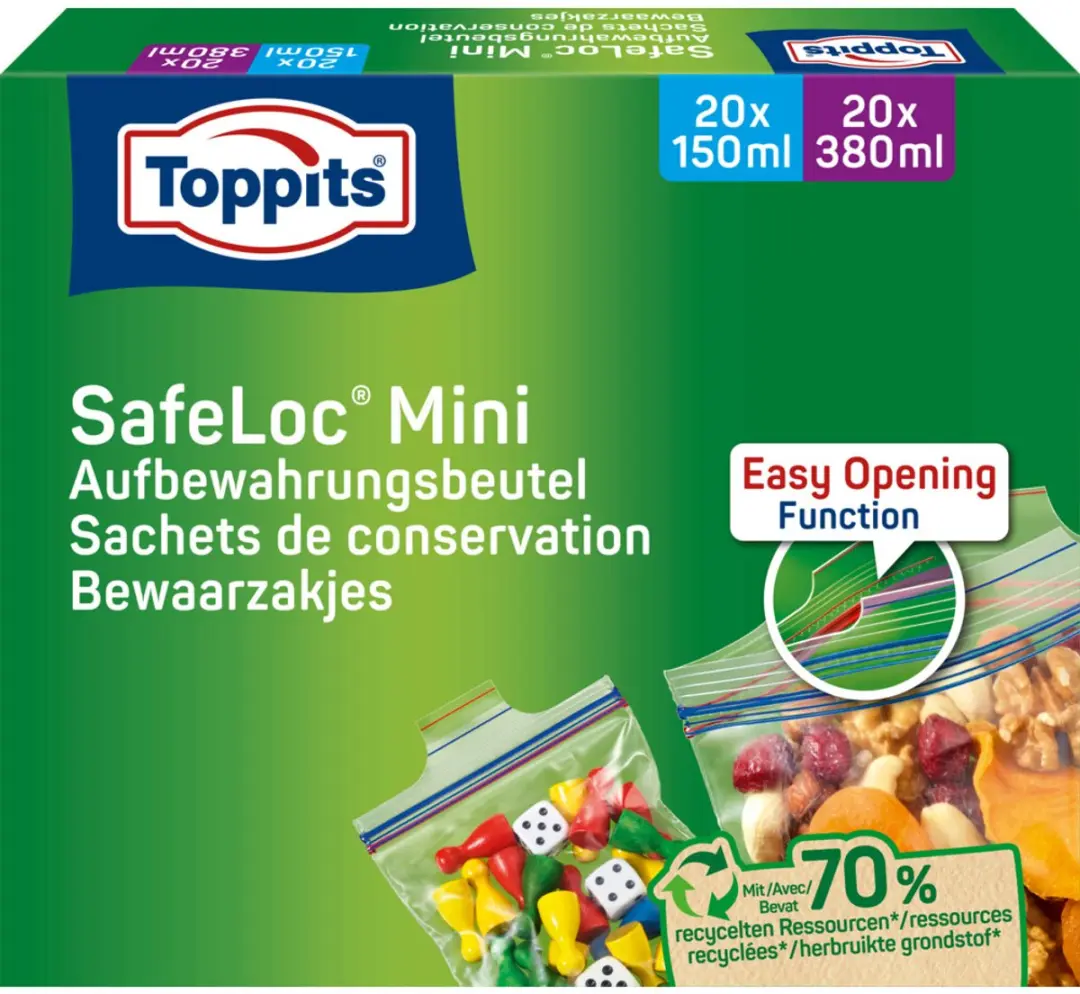 Toppits Safeloc Mini Zip-Zakjes 40 Stuks - Multicolor