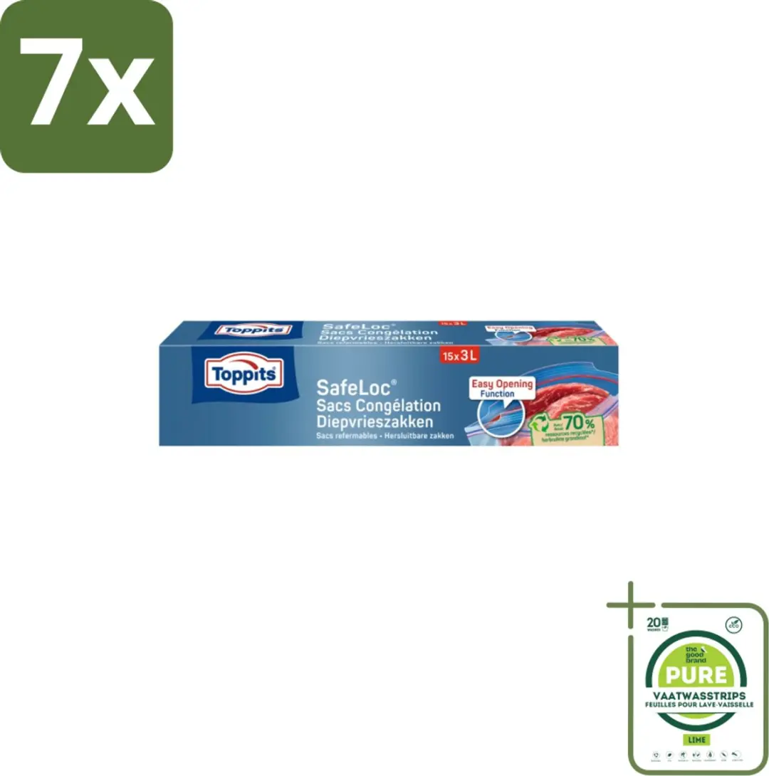 Toppits Safeloc Zip Diepvrieszakken 3L