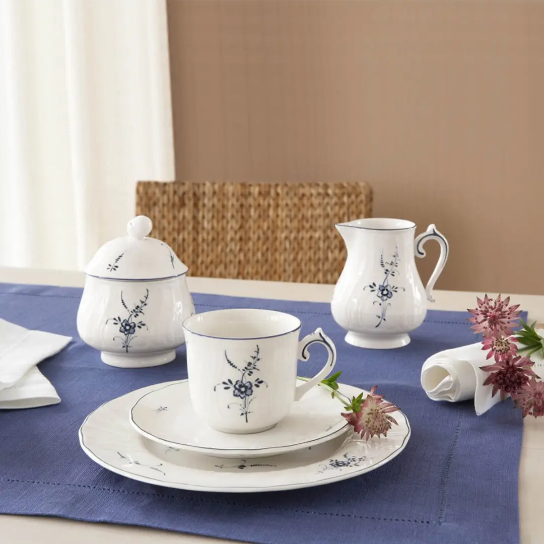 Villeroy & Boch Vieux Luxembourg Melk- en Suikerset - 2-delig - Wit-blauw