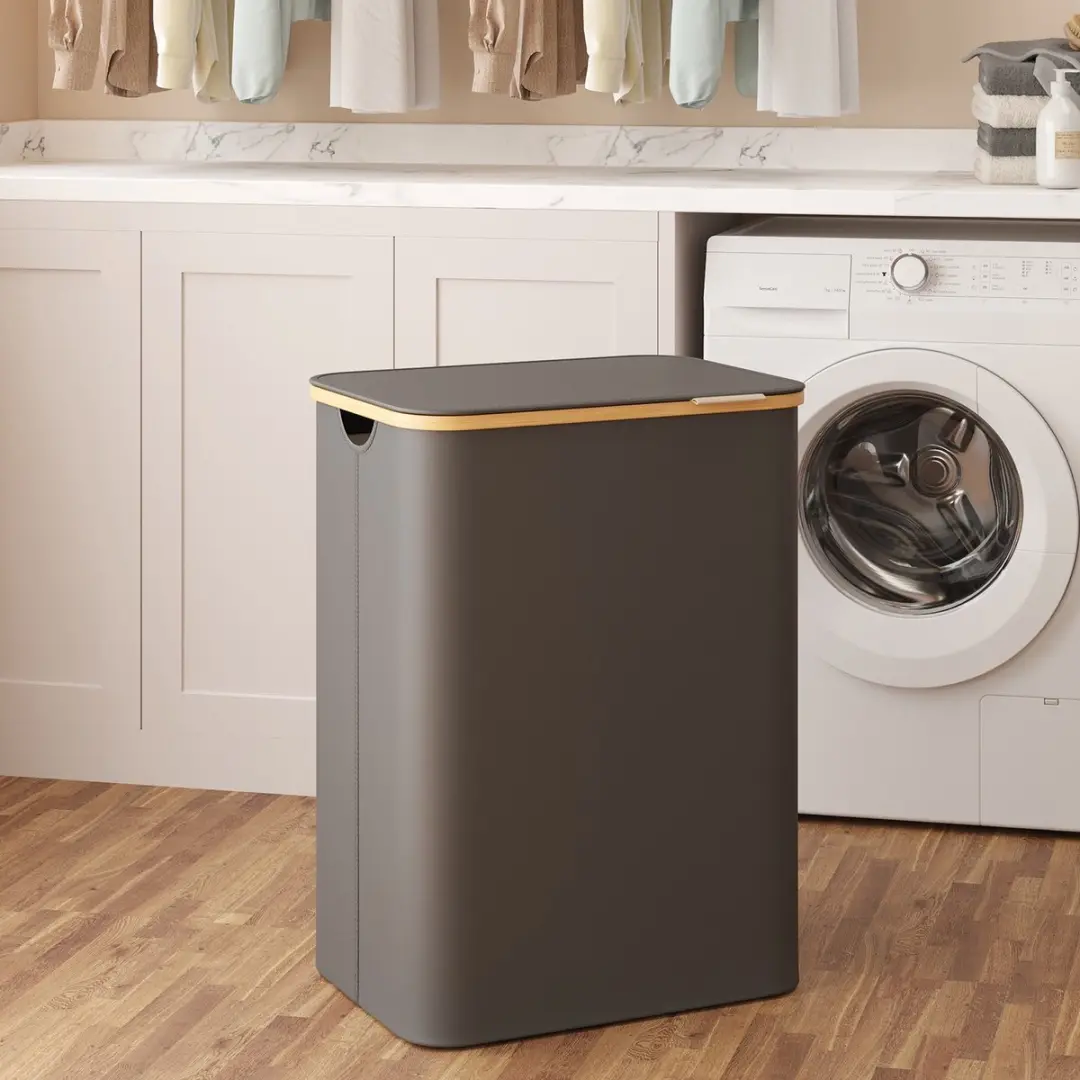 Songmics Wasmand met deksel 130L - Zwart