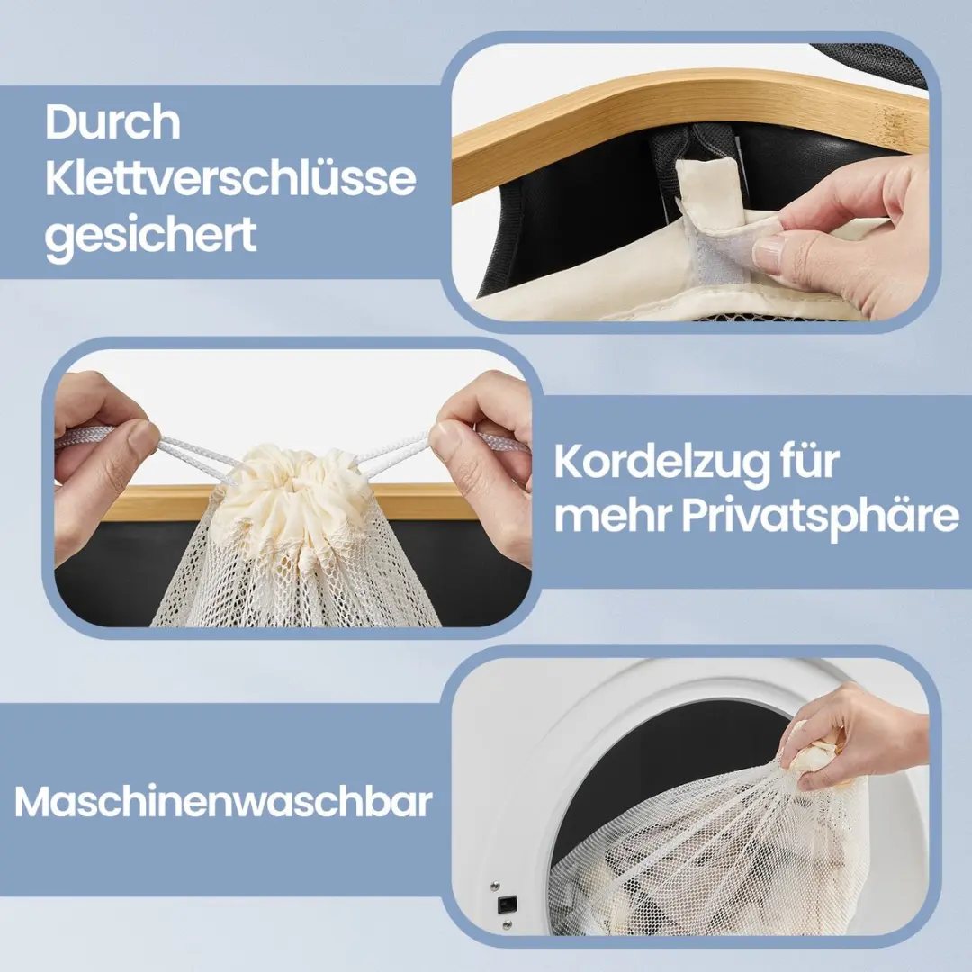 Songmics Wasmand met deksel 130L - Zwart