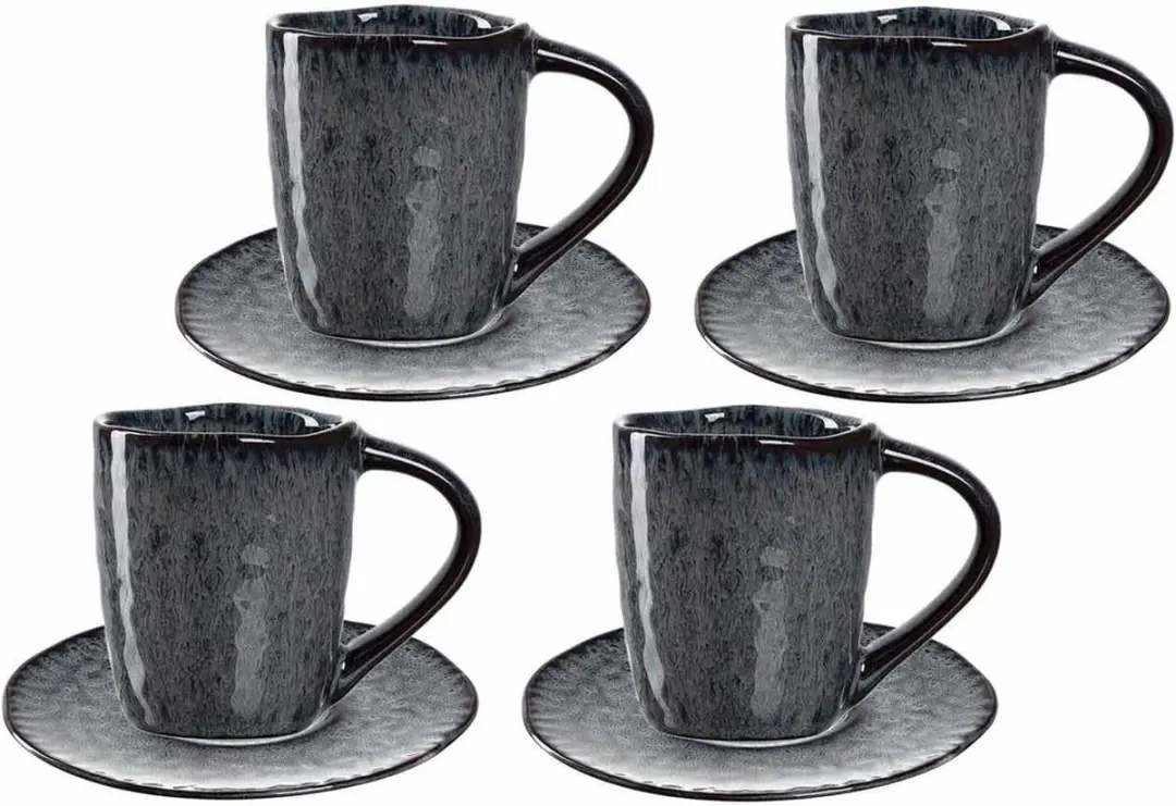 Leonardo Matera Espressotassen Set - 8 Stuks - Antraciet