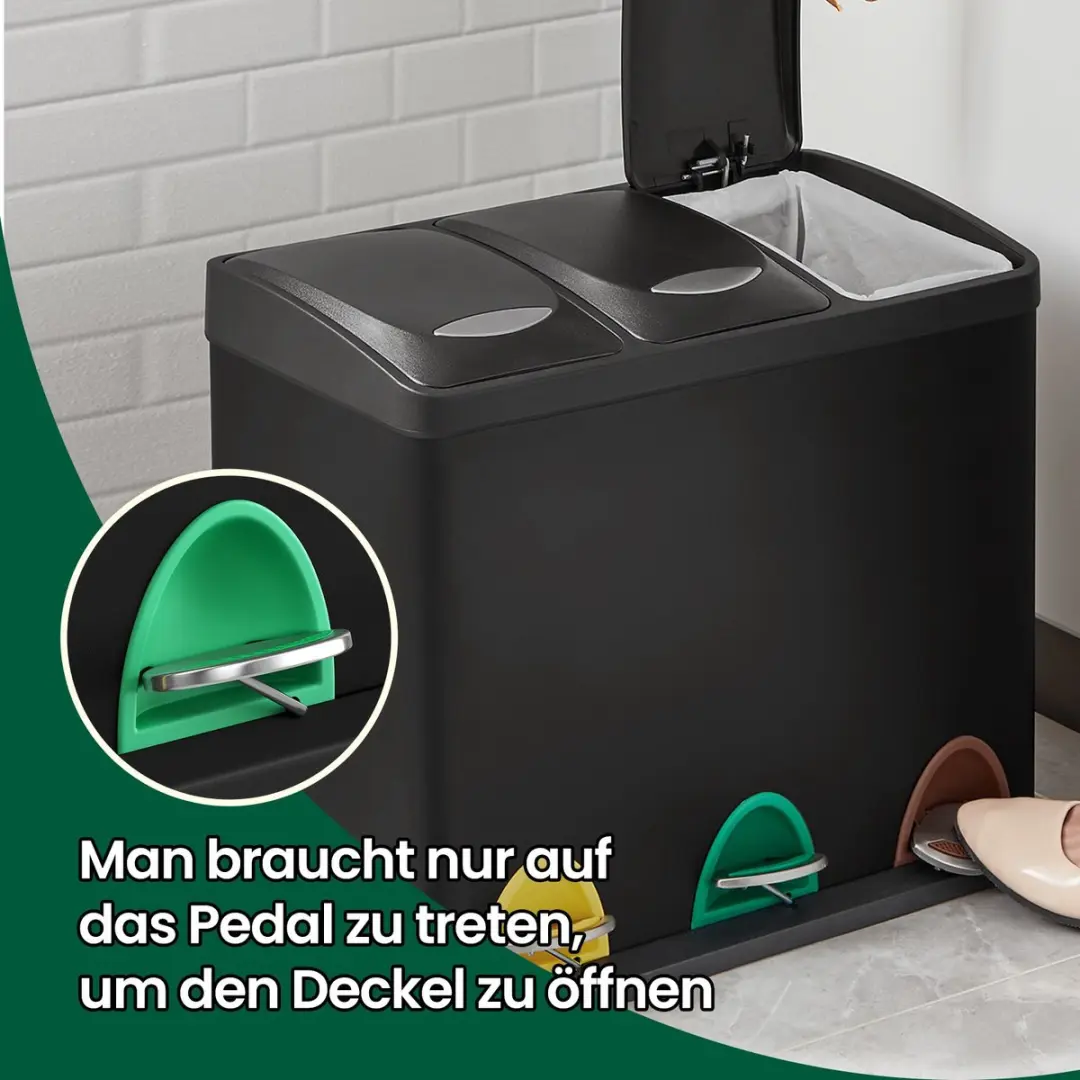 Songmics Keukenprullenbak 24L - 3x8L - Zwart