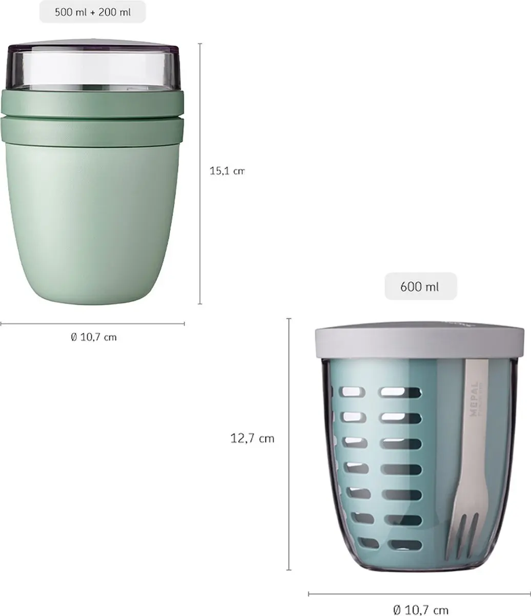 Mepal Lunchpot Fruitpot Ellipse Set 2-delig - 1.3L - Nordic Sage
